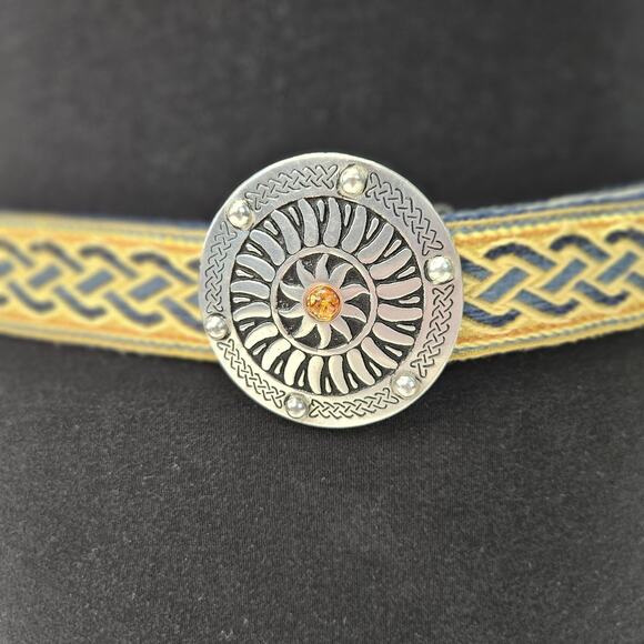 Retro Medallion Belt Buckle Nylon Mackenzie Adjustable Belt Boho Festival Vtg main image 7